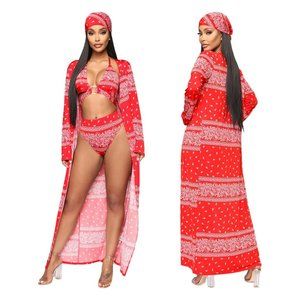 FASHION NOVA Bandana Babe Coverup, Size: 1X, Color: Red